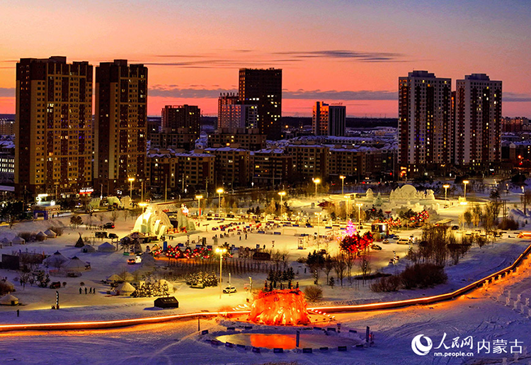2024年12月20日拍攝的呼倫貝爾市城市越野滑雪公園景色（無人機(jī)照片）。王正攝