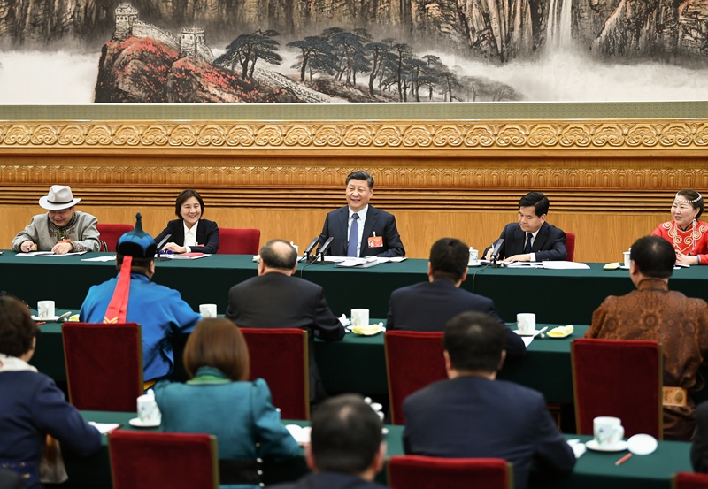 2019年3月5日，習(xí)近平總書記參加十三屆全國人大二次會(huì)議內(nèi)蒙古代表團(tuán)的審議。
