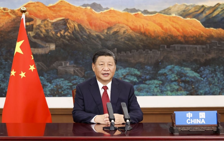2021年9月21日，國家主席習近平在北京以視頻方式出席第七十六屆聯(lián)合國大會一般性辯論并發(fā)表題為《堅定信心 共克時艱 共建更加美好的世界》的重要講話。