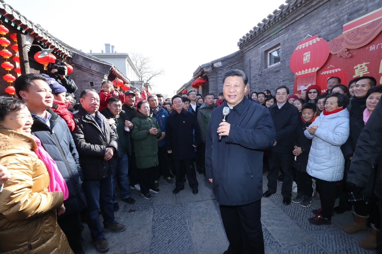 2019年2月1日，習(xí)近平總書記在前門東區(qū)草廠四條胡同給大家拜年，并向全國各族人民致以新春祝福。