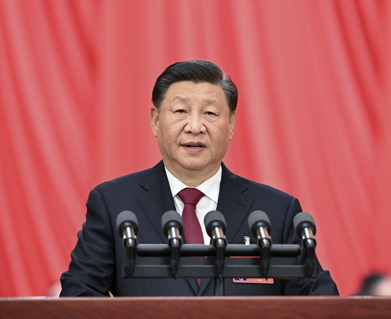 2022年10月16日，習近平在中國共產黨第二十次全國代表大會上作報告。