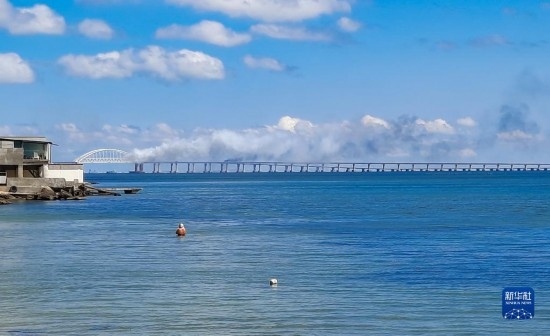 這是8月12日拍攝的克里米亞大橋。新華社/塔斯社