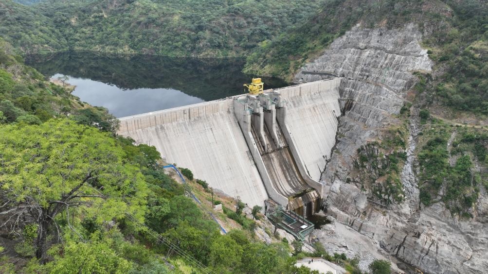 3月23日，航拍的下凱富峽水電站大壩。