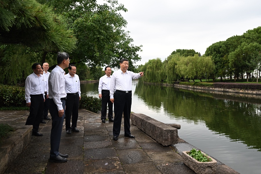 9月20日下午，習(xí)近平總書記在浙東運河文化園考察。新華社記者 謝環(huán)馳 攝
