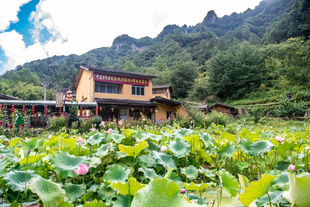 這是8月28日拍攝的華溪村村民開設的農家樂外景。新華社記者 唐奕 攝