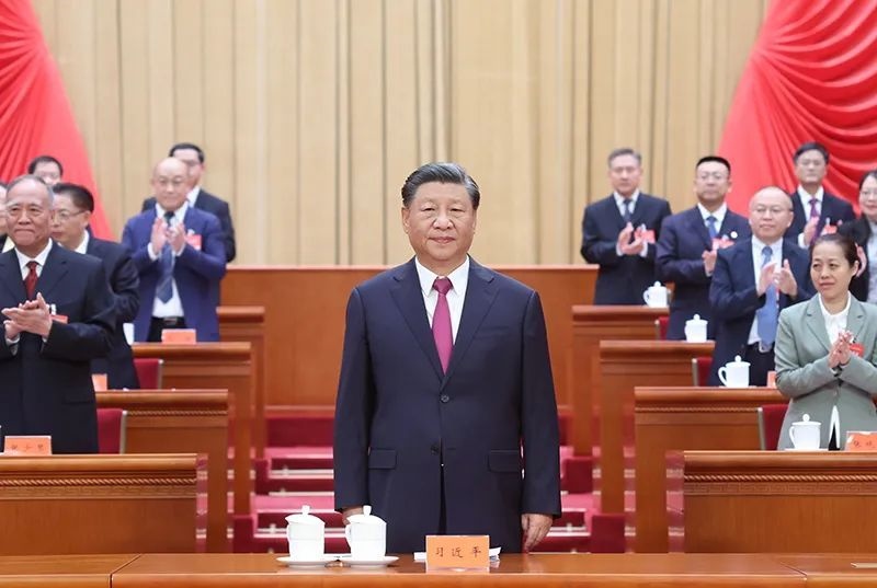 △2023年10月9日，中國工會第十八次全國代表大會在北京人民大會堂開幕。習近平總書記到會祝賀。