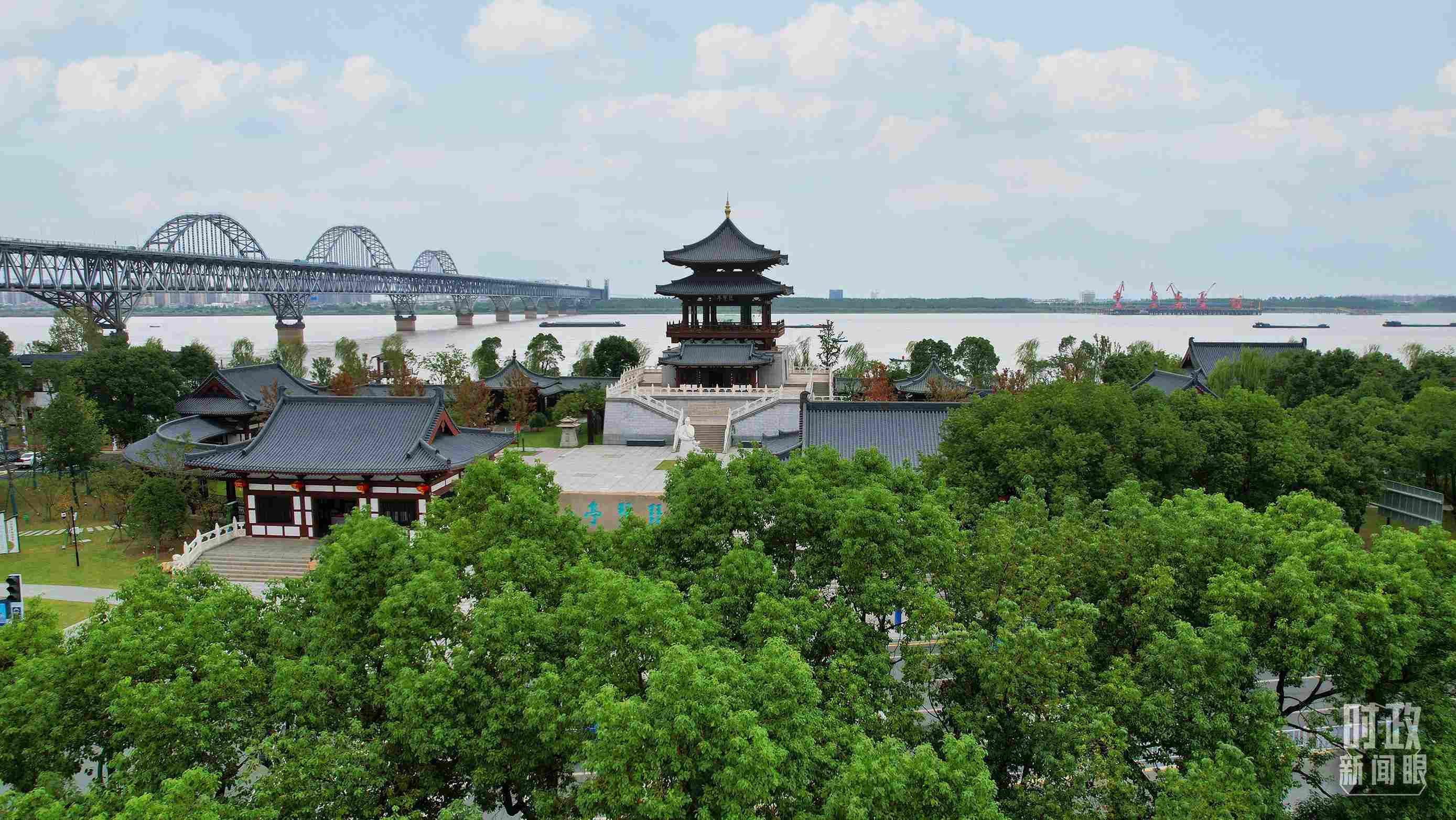 △長(zhǎng)江國(guó)家文化公園九江城區(qū)段。（總臺(tái)記者劉陽(yáng)拍攝）