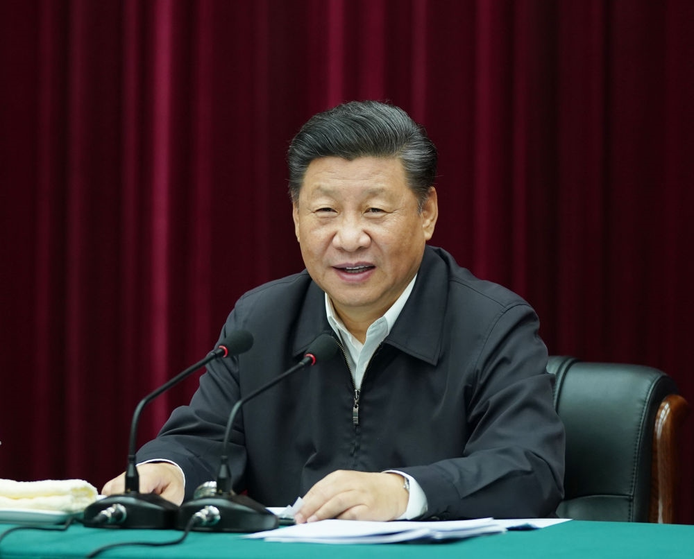 2019年9月18日上午，中共中央總書記、國家主席、中央軍委主席習近平在鄭州主持召開黃河流域生態(tài)保護和高質量發(fā)展座談會并發(fā)表重要講話。新華社記者 謝環(huán)馳 攝