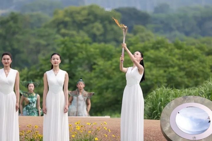 杭州亞運會火種在良渚成功采集。記者 呂之遙 攝