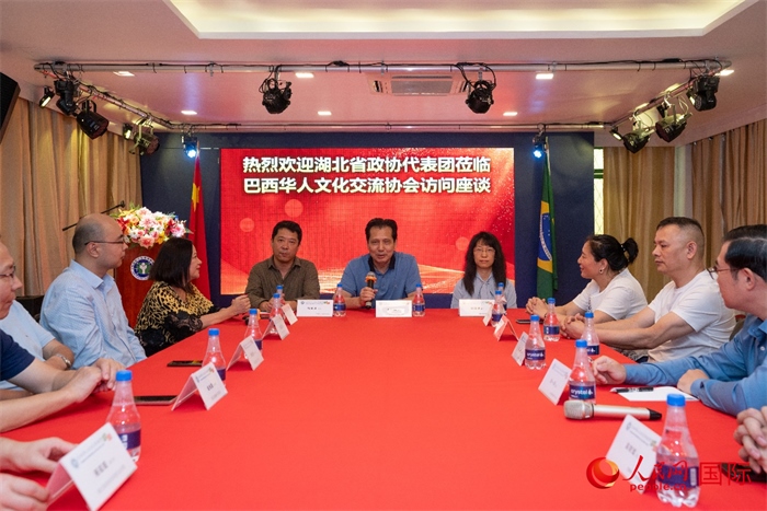 湖北省政協(xié)經(jīng)濟委員會主任王兆民（中）在座談會上致辭。 人民網(wǎng)記者 陳海琪攝