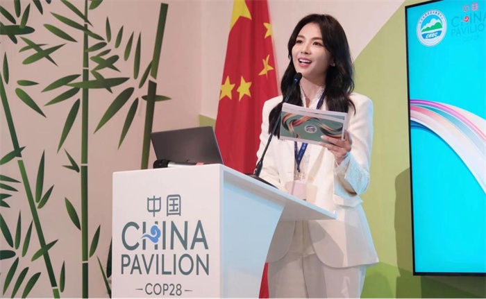 中國知名演員劉濤發(fā)表主旨演講。COP28中國角供圖