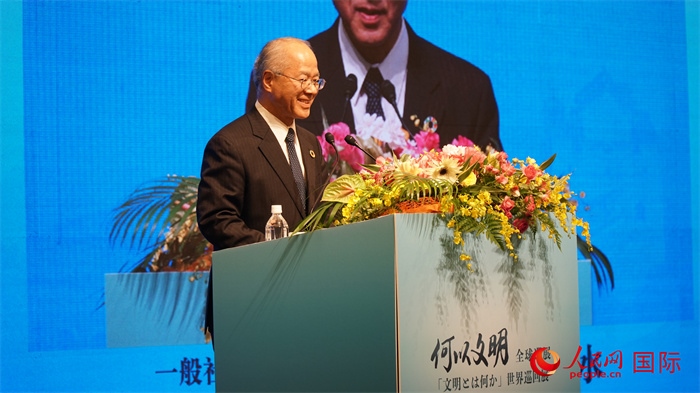 日本日中協(xié)會(huì)理事長瀨野清水致辭。人民網(wǎng) 蔣曉辰攝