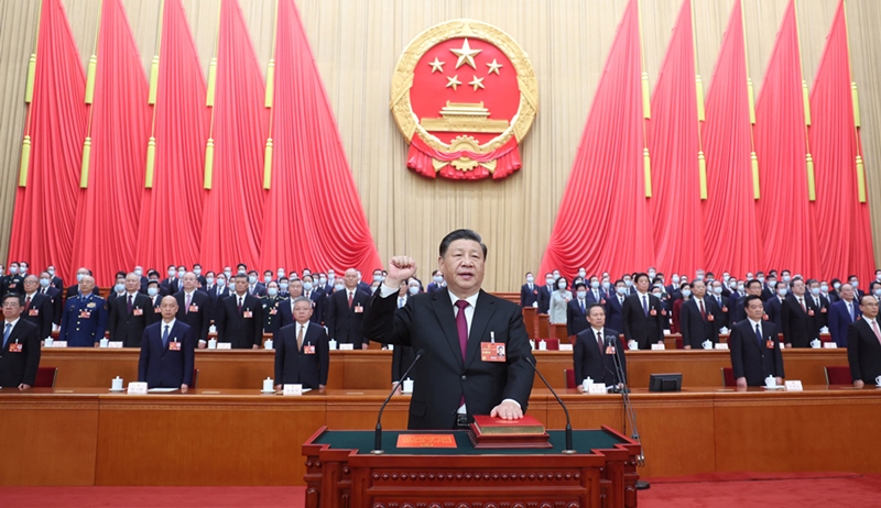 2023年3月10日，習(xí)近平進(jìn)行憲法宣誓。