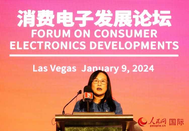 中國機電產(chǎn)品進出口商會副會長劉春致辭。人民網(wǎng)記者 鄧圩攝