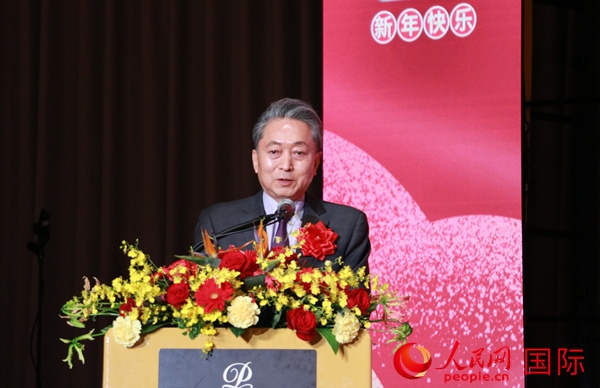 日本前首相鳩山由紀夫致辭。人民網(wǎng) 許可攝