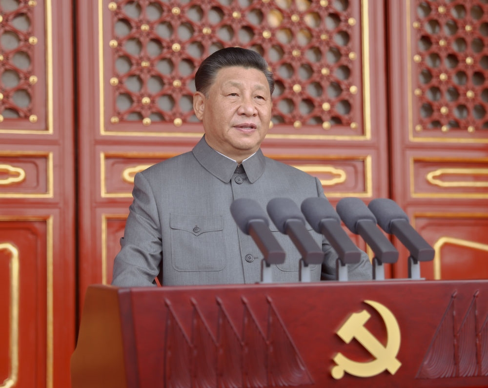 2021年7月1日，慶祝中國(guó)共產(chǎn)黨成立100周年大會(huì)在北京天安門(mén)廣場(chǎng)隆重舉行。習(xí)近平發(fā)表重要講話。新華社記者 鞠鵬 攝