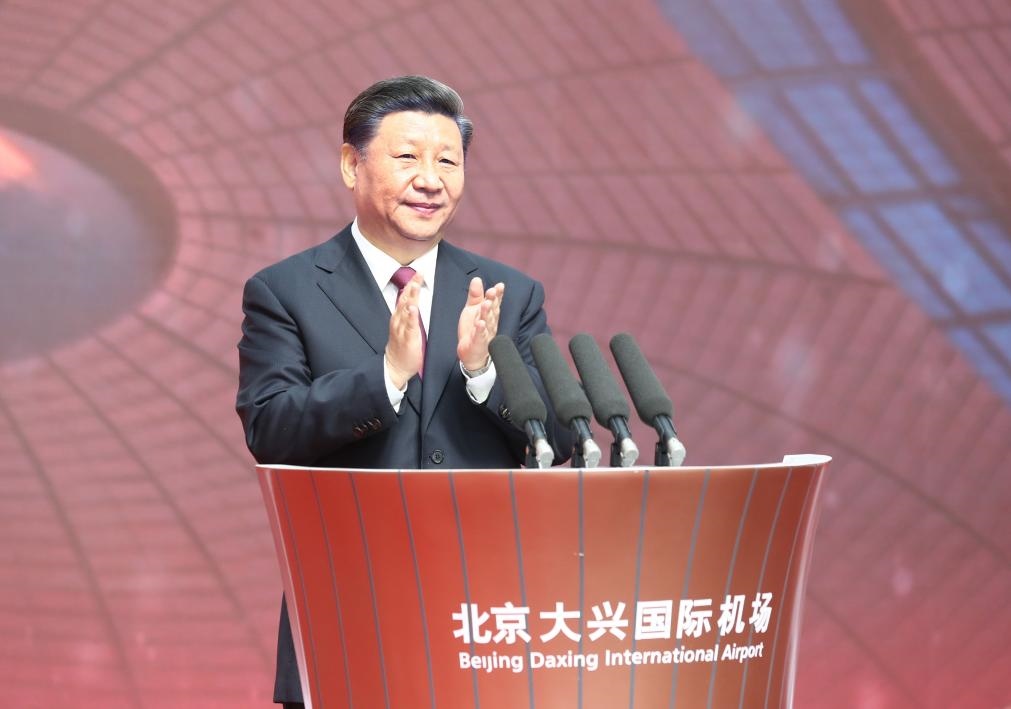 2019年9月25日，習(xí)近平總書記出席北京大興國際機(jī)場投運(yùn)儀式并宣布機(jī)場正式投入運(yùn)營。新華社記者 鞠鵬 攝