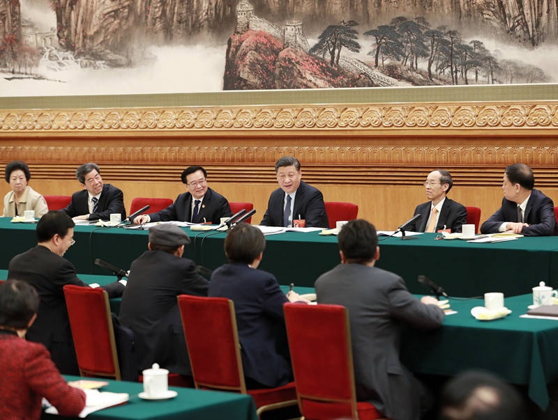 2019年3月8日，習(xí)近平總書記參加十三屆全國(guó)人大二次會(huì)議河南代表團(tuán)的審議。