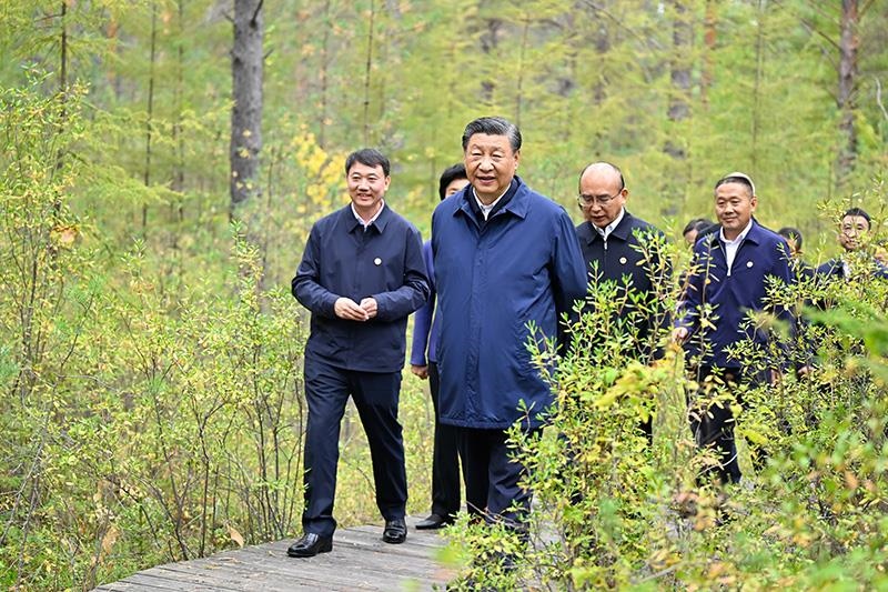 △2023年9月6日，習(xí)近平總書記在大興安嶺地區(qū)漠河市漠河林場自然林區(qū)考察。