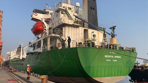 中蘇海運(yùn)直航貨輪靠泊蘇里南碼頭。中國駐蘇里南大使館供圖