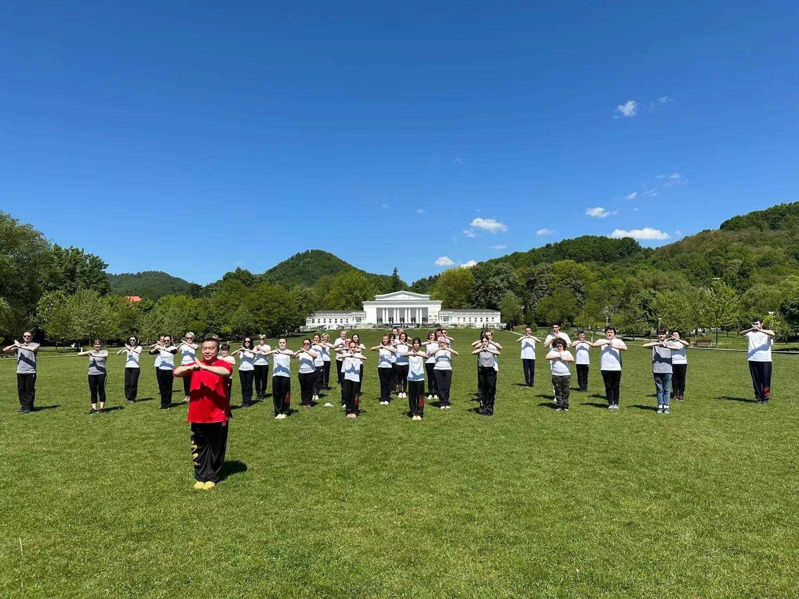 北京體育大學(xué)教授武冬帶領(lǐng)學(xué)員進(jìn)行太極拳演練。布加勒斯特中國(guó)文化中心供圖