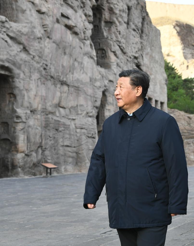 2020年5月11日，習(xí)近平總書記在山西云岡石窟實(shí)地了解歷史文化遺產(chǎn)保護(hù)情況。新華社記者 謝環(huán)馳 攝