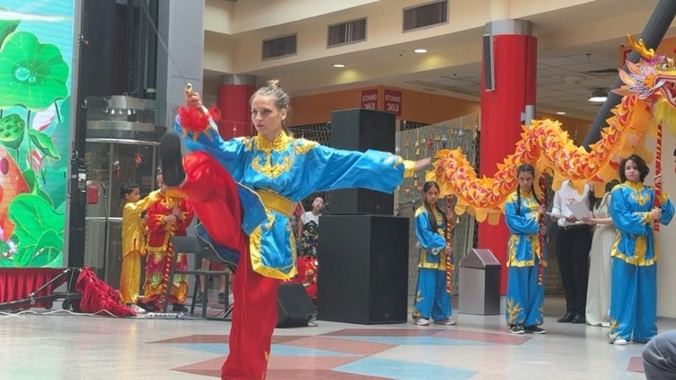 羅馬尼亞人舞龍舞獅隊進行精彩表演。中國駐羅馬尼亞大使館領僑處供圖