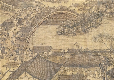 中國畫《清明上河圖》（局部），作者為北宋張擇端。 故宮博物院藏