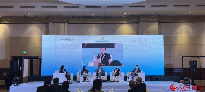 “企業(yè)對中國東盟互聯互通的責任與貢獻”分議題討論現場。人民網記者 曹師韻攝