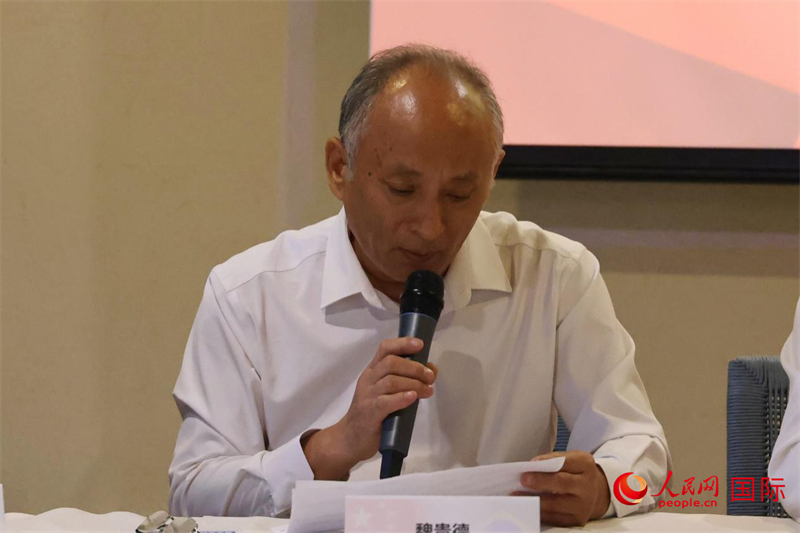 巴西中國(guó)安徽商會(huì)會(huì)長(zhǎng)魏貴德在座談會(huì)上致辭。人民網(wǎng)記者 陳海琪攝